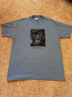VTG 90’s Jim Morris 100% Cotton Gorilla Environmentalist Single Stitch Blue T